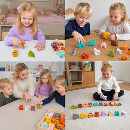 Holzpuzzle mit Tieren und Alphabet – Lernspielzeug für Kinder von A bis Z