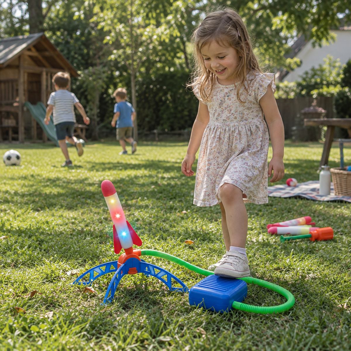 Raketenwerfer für Kinder mit Fußpumpe – blitzschnelles, luftbetriebenes Outdoor-Spielzeug