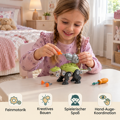 Dinosaurier-Schraubset mit Saugnapf-Kanone