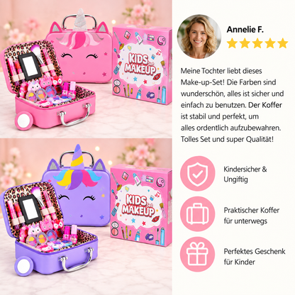 Umweltfreundliches & leicht abwaschbares Prinzessinnen-Make-up-Set für Kinder mit Kosmetiktasche