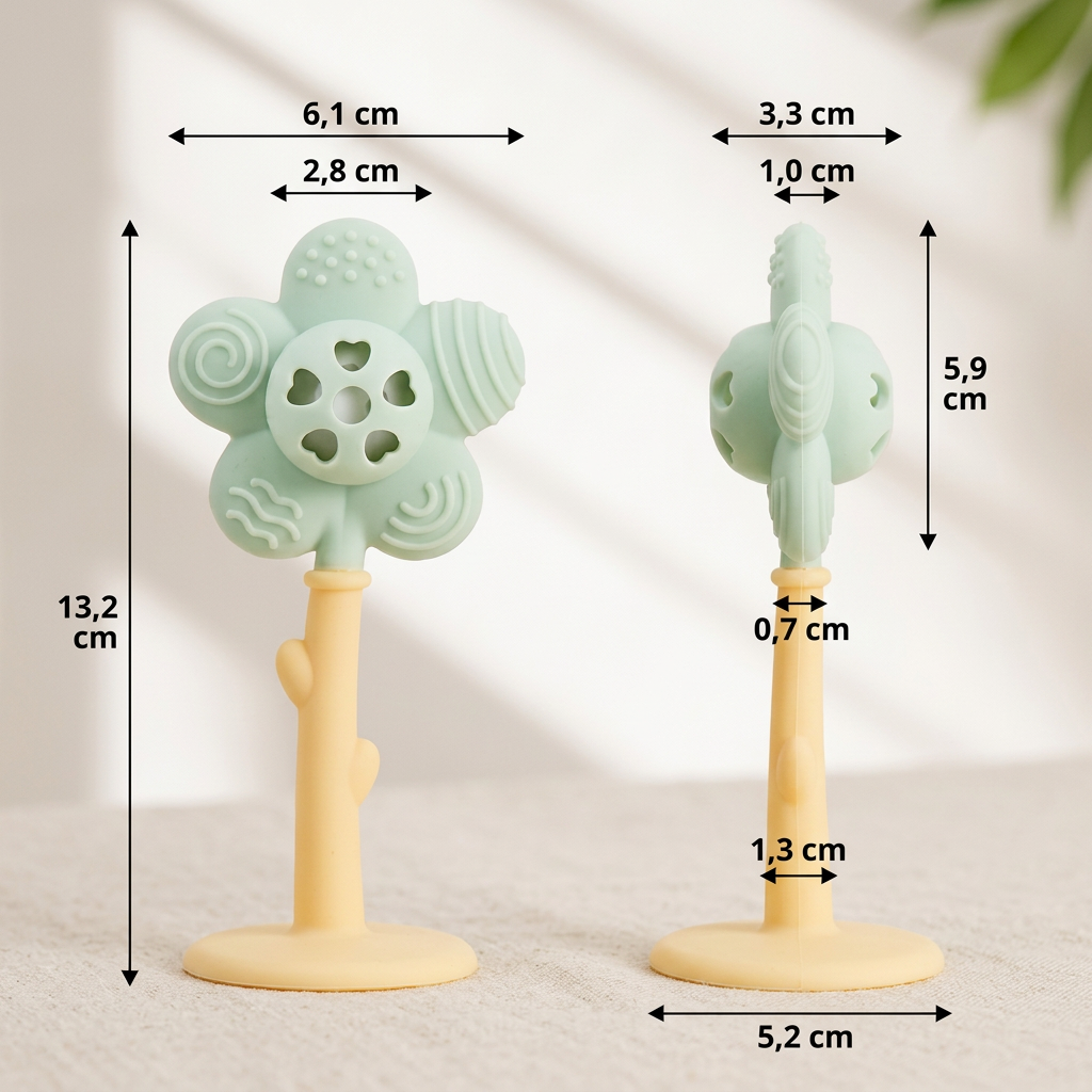 2-in-1 Sonnenblumen-Beißring & Rassel für Babys mit Saugnapfbasis