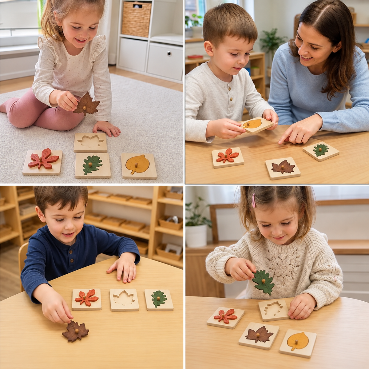 Montessori-Blätter-Puzzle aus Holz