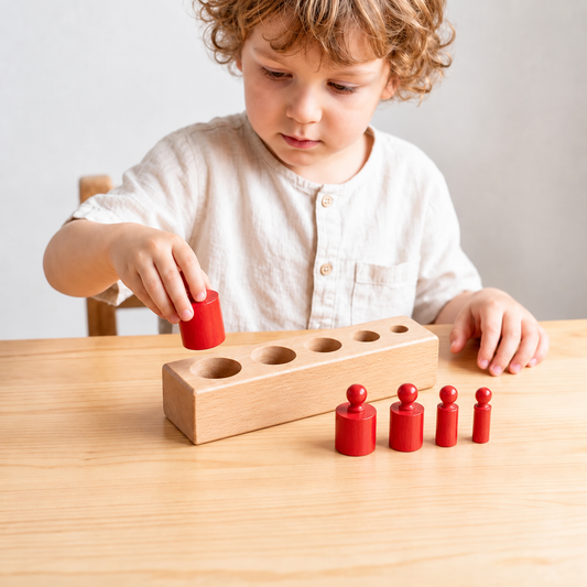 Montessori Holzspielzeug zum Lernen von Farben und Zahlen