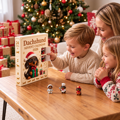 24-Tage Dackel-Adventskalender mit Überraschungsfiguren