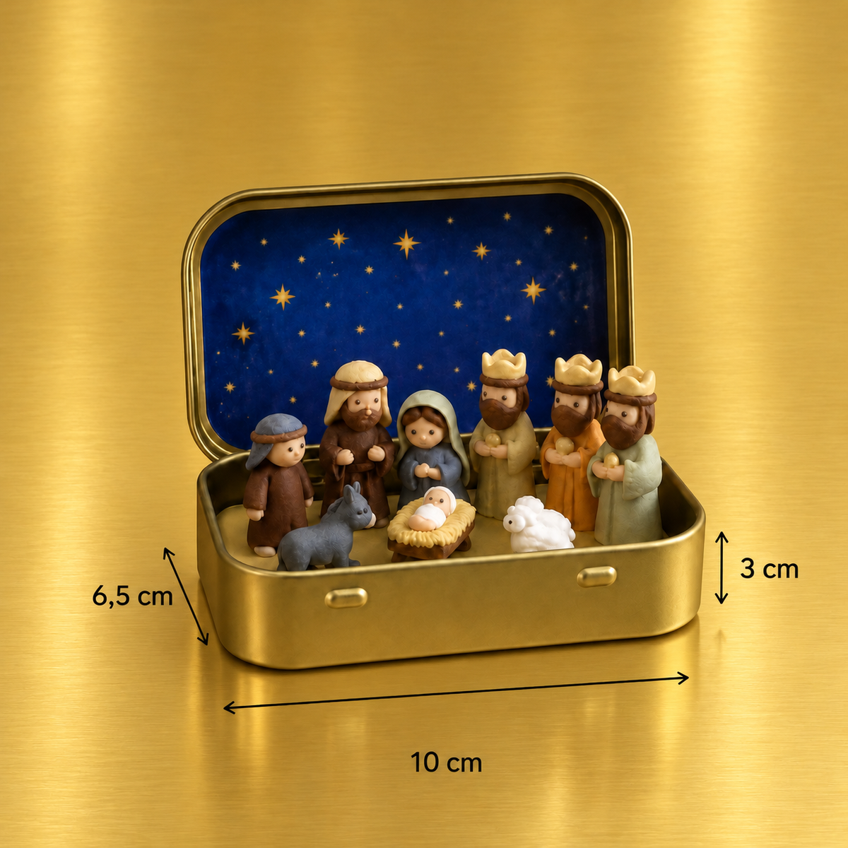 Mini-Weihnachtskrippe in einer Box – Handbemaltes Weihnachtsfiguren-Set