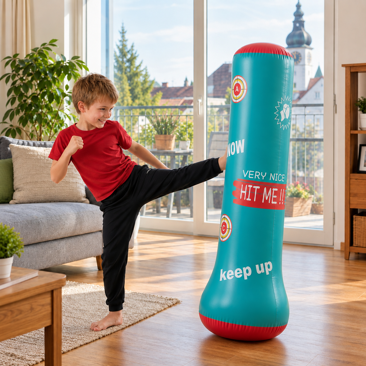 Aufblasbarer Boxsack für Kinder mit Wasserbasis