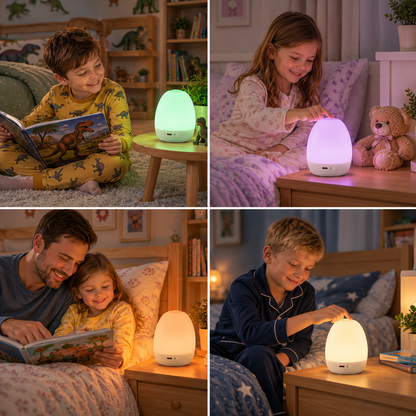 Ei-förmiges LED Nachtlicht aus Silikon – Touch-Dimmbar, 7 Farben