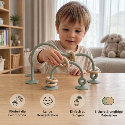 Silikon Motorik-Spielzeug für Babys – Saugnapf Lernspiel für Tisch & Hochstuhl