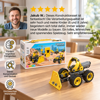 10-in-1 Kreatives elektrisches Baustellenfahrzeug-Bauset für Kinder
