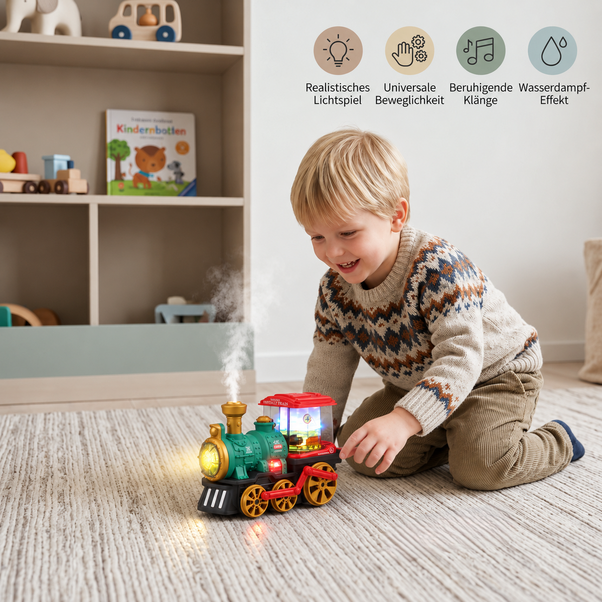 Smarte Dampflok für Kinder mit echtem Dampf