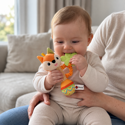 Beruhigendes Silikon-Plüschspielzeug für Babys beim Zahnen