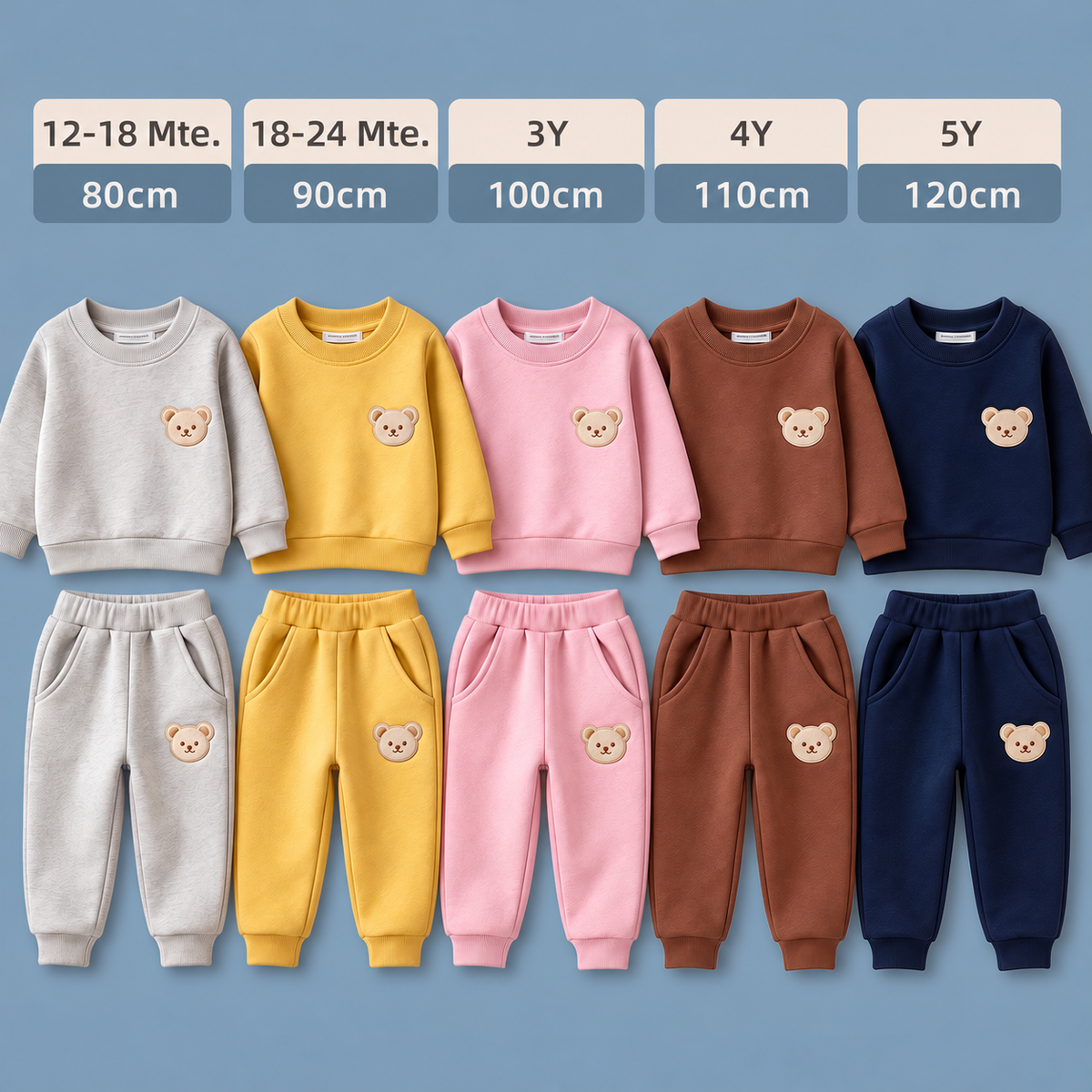 Baby-Outfit mit besticktem Bären-Sweatshirt & passender Jogginghose