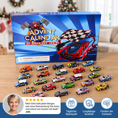24-Tage-Rennauto-Adventskalender mit Überraschungs-Spielzeugautos