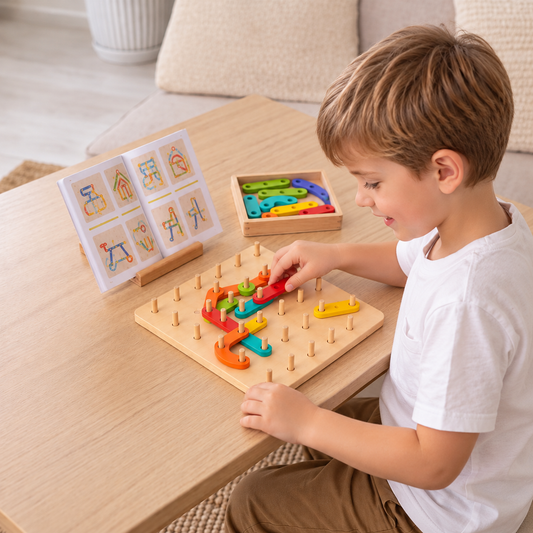 Kreatives Montessori-Holzspiel mit Nägeln