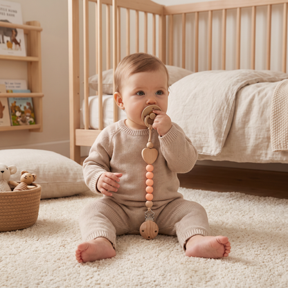 Schnullerkette aus Holz für Babys