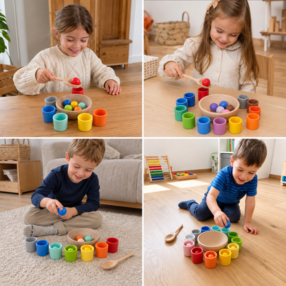 Montessori Holz-Sortierset zur Farbenerkennung