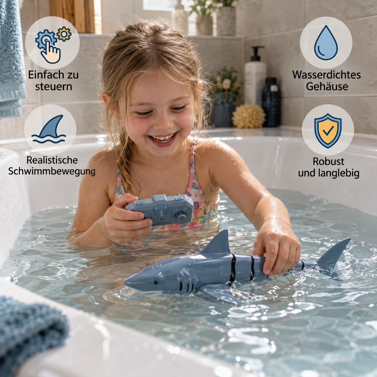 Ferngesteuerter Wasserhai – RC Schwimmroboter für Kinder