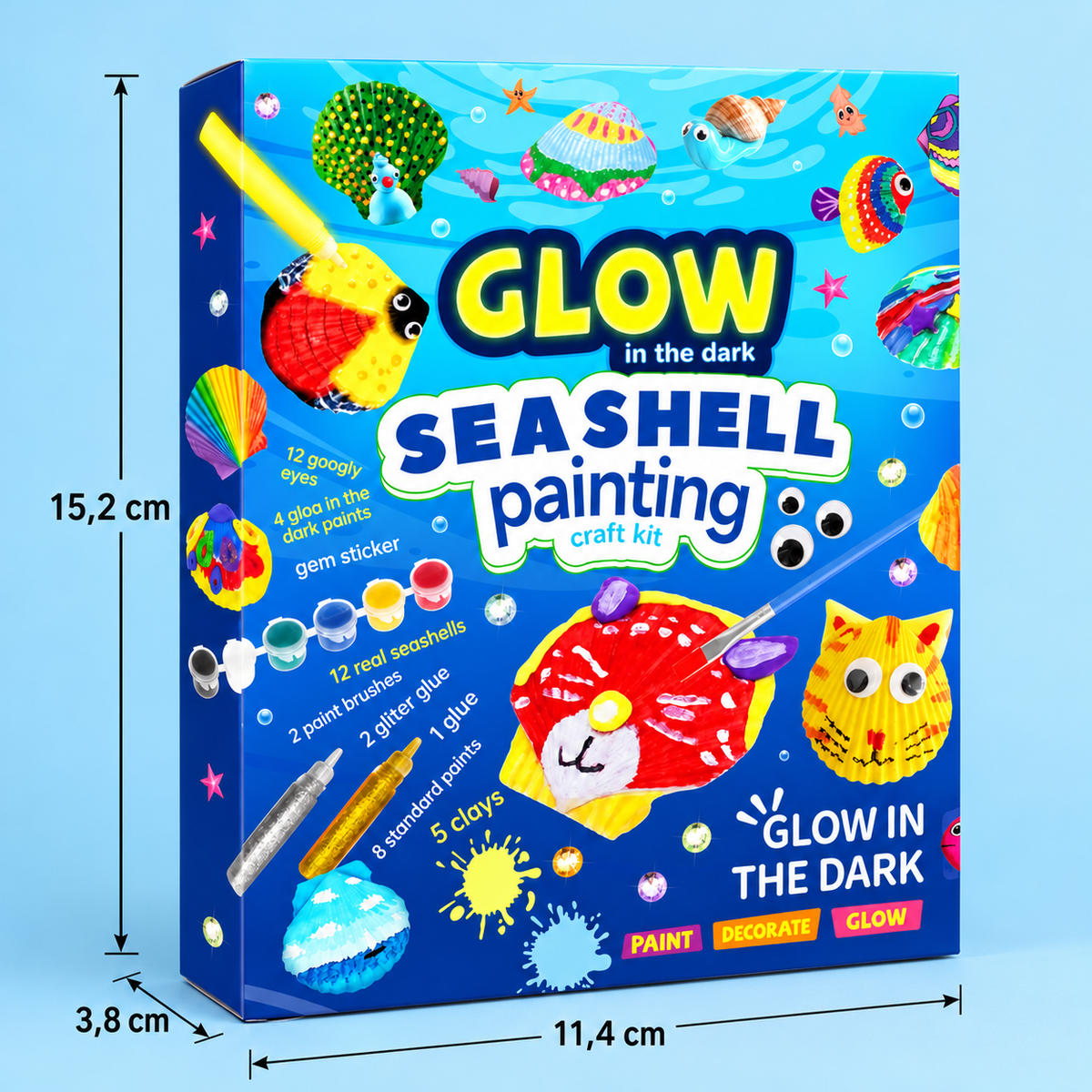 Glow-in-the-Dark Muschel-Malset – Leuchtendes DIY-Bastelset