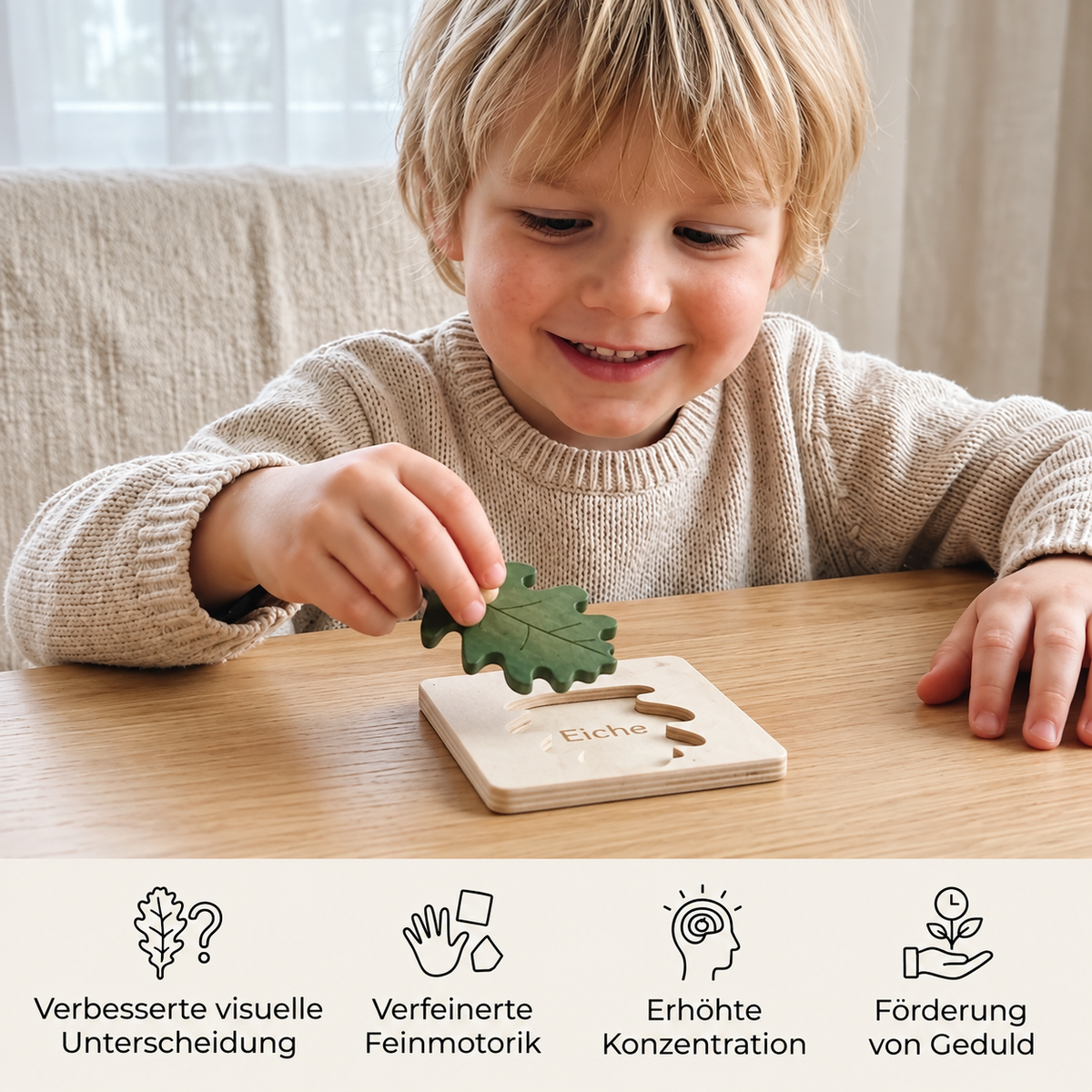 Montessori-Blätter-Puzzle aus Holz