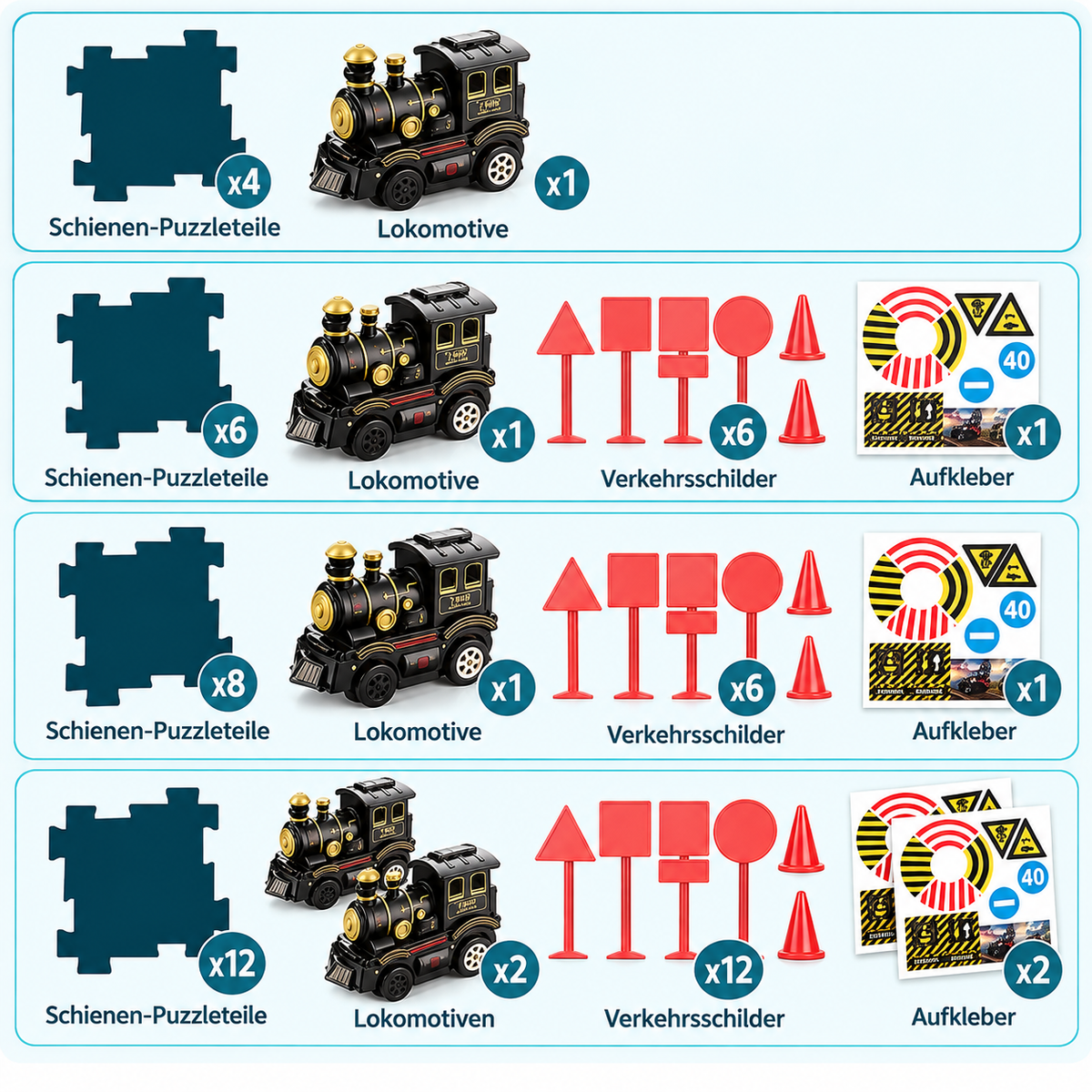 Weihnachts-Puzzle-Eisenbahn – 4-teiliges Set