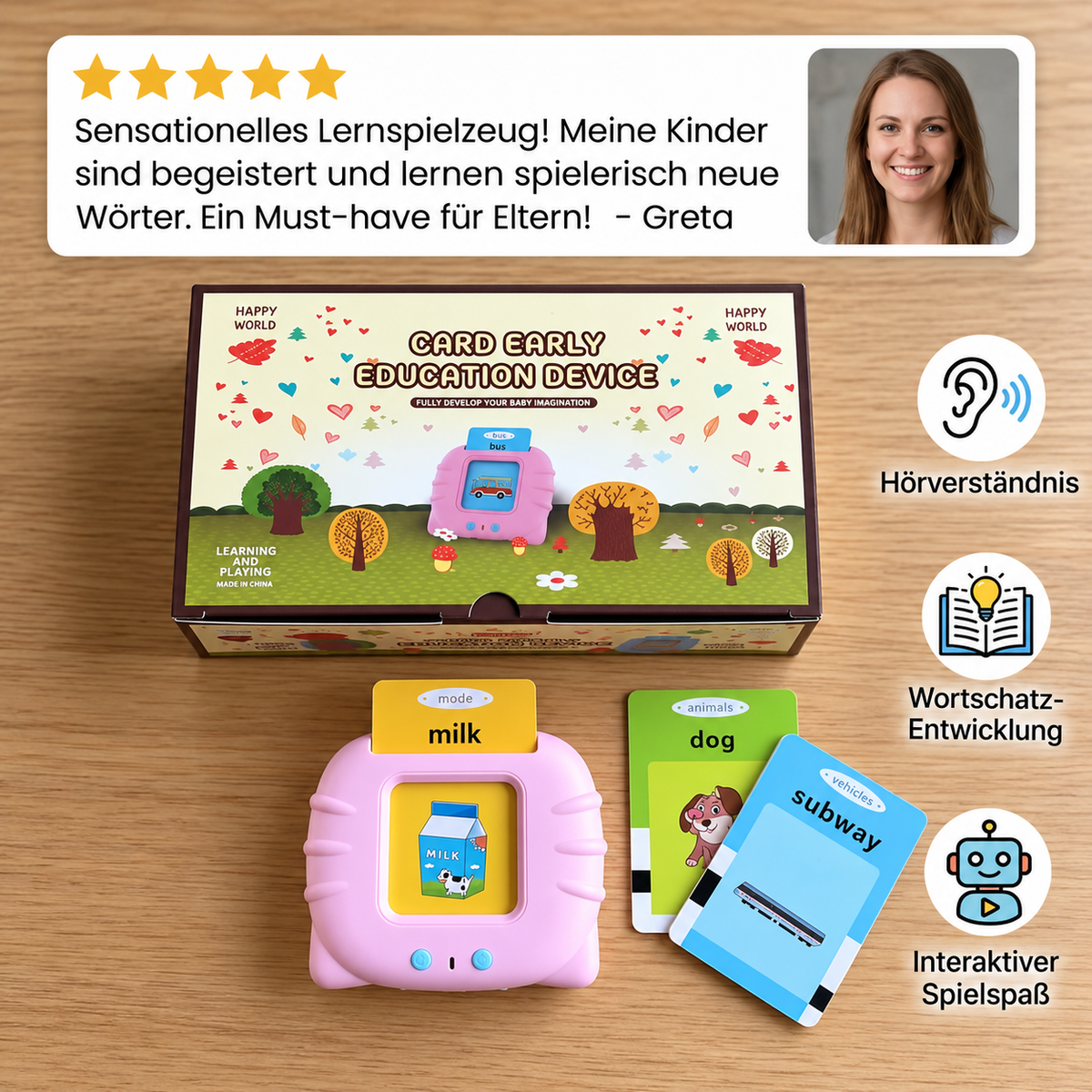 Sprechende englische Lernkarten – Interaktives Lernspiel für Kinder