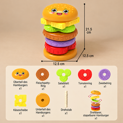 Interaktives rotierendes Burger-Stapelspiel