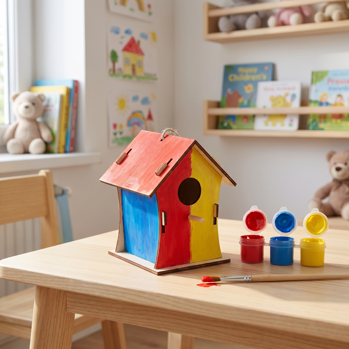 Buntes Vogelhaus Bastel- & Malset für Kinder