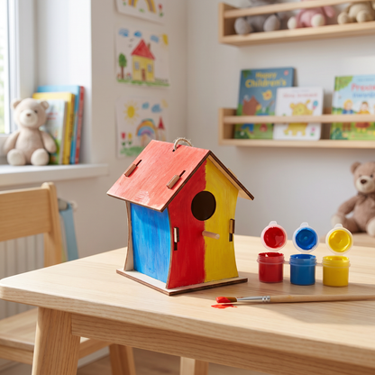 Buntes Vogelhaus Bastel- & Malset für Kinder