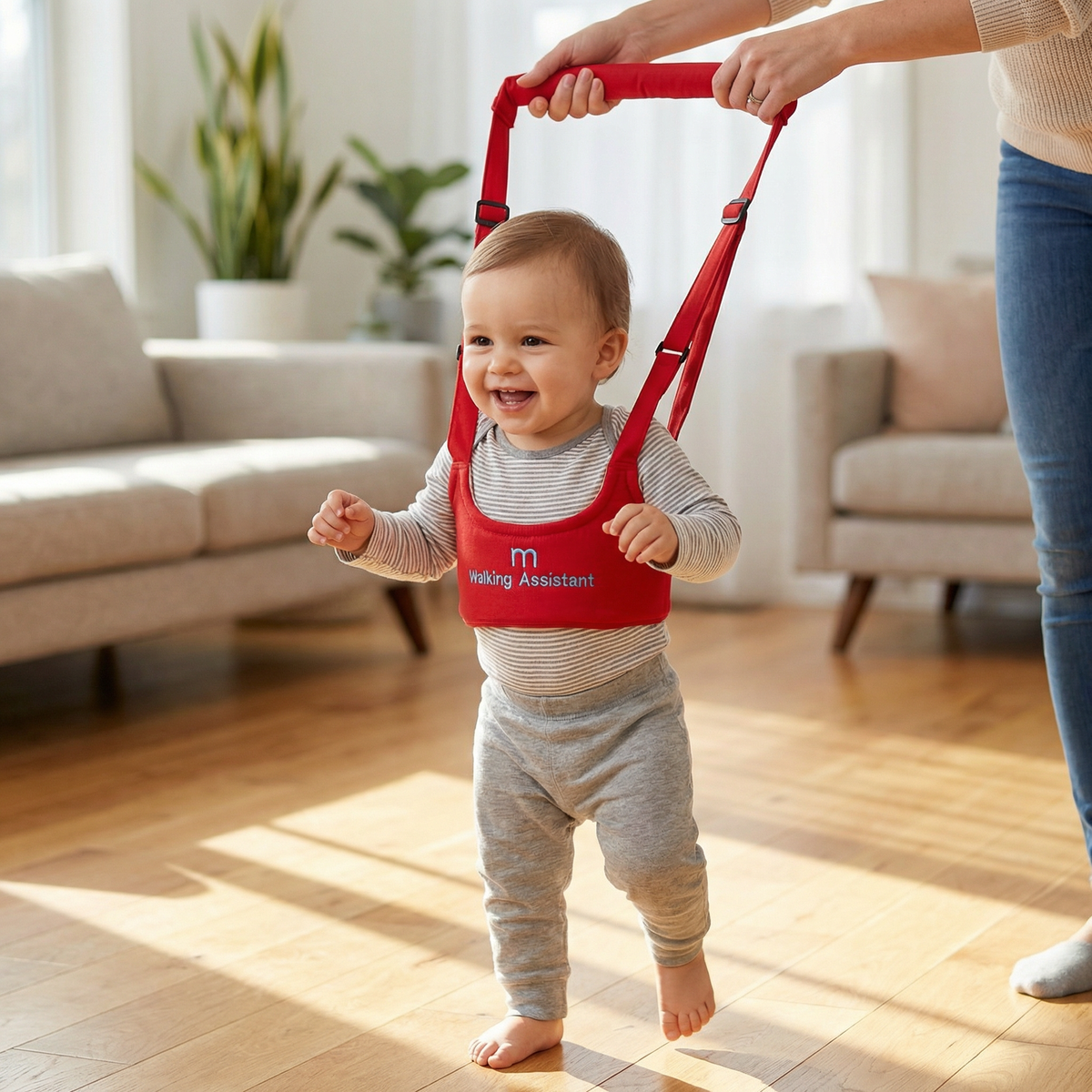 Verstellbares Lauflerngeschirr für Babys mit Sicherheitsgurt