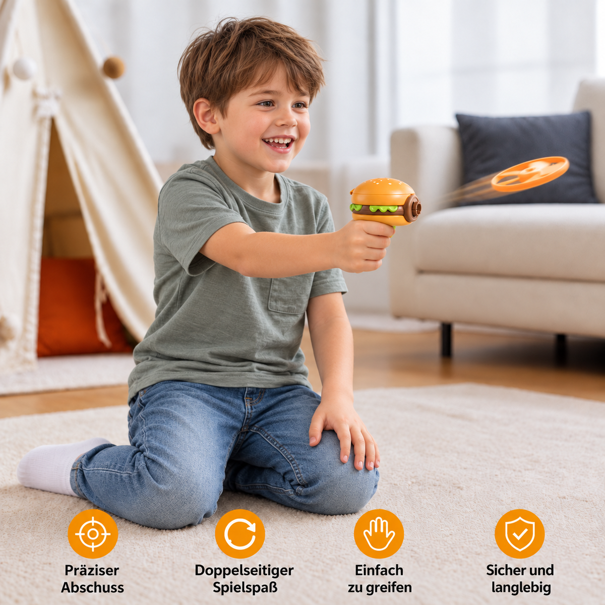 2-in-1 Kreisel & fliegender Spinner mit Starter für Kinder