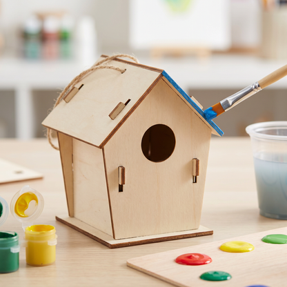 Buntes Vogelhaus Bastel- & Malset für Kinder