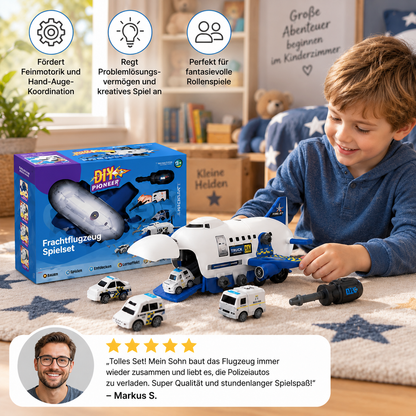 DIY-Spielset „Flugzeug-Transport-Lkw“ mit Baufahrzeugen