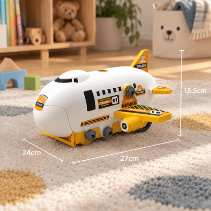 DIY-Spielset „Flugzeug-Transport-Lkw“ mit Baufahrzeugen