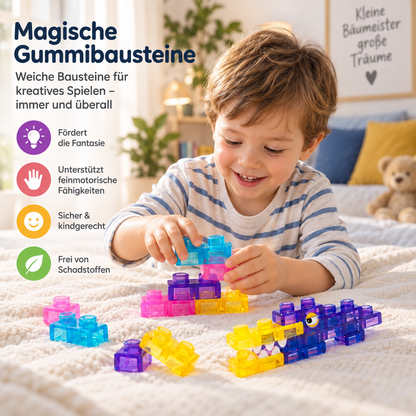 Zauberhafte Gummiblockchen, weiche Bausteine für Kinder