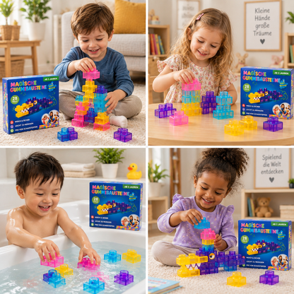 Zauberhafte Gummiblockchen, weiche Bausteine für Kinder