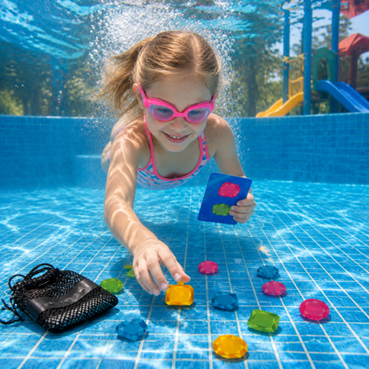 Unterwasser-Such- und Findespiel mit bunten Edelsteinen