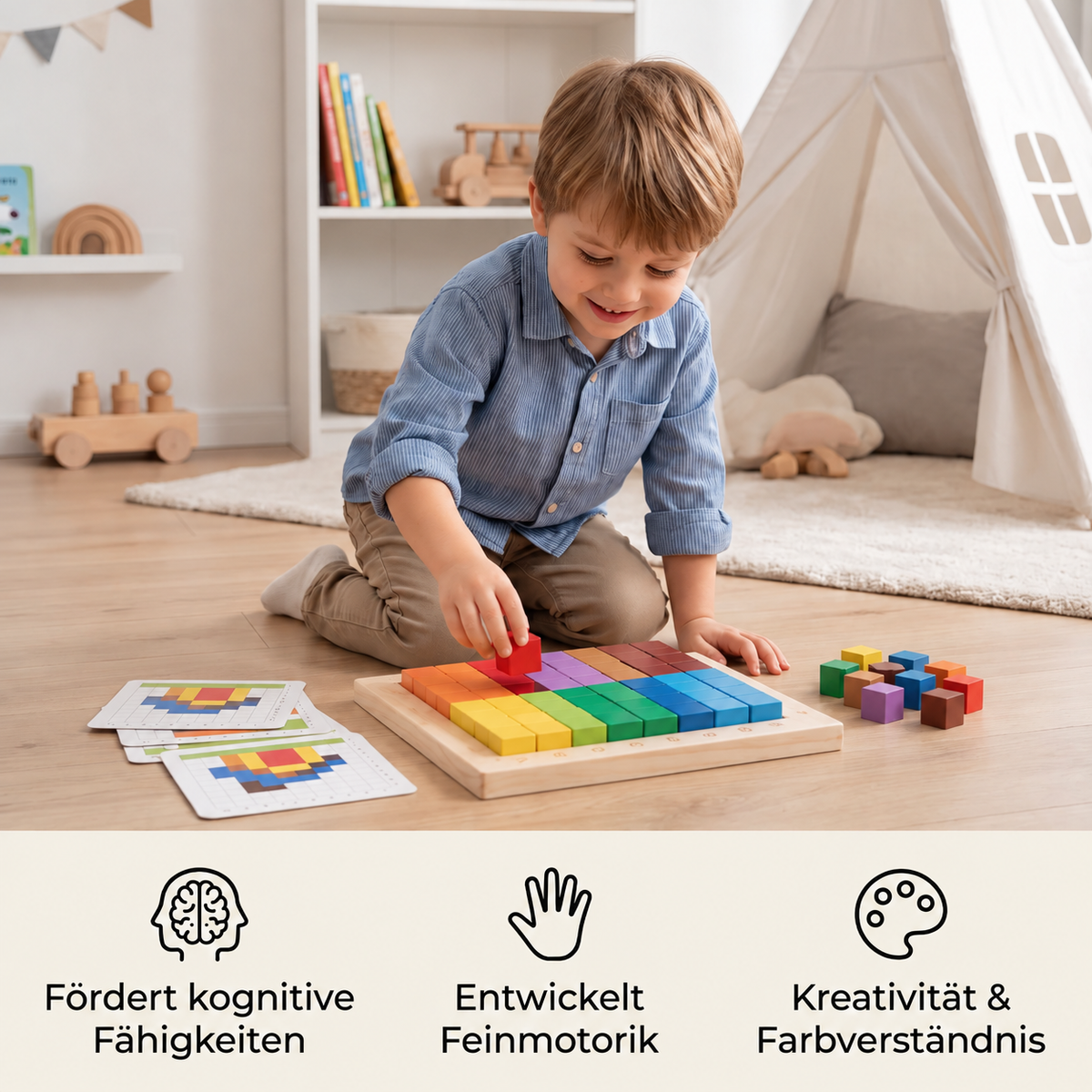 Montessori-Lernbausteine für Farben und Zahlen