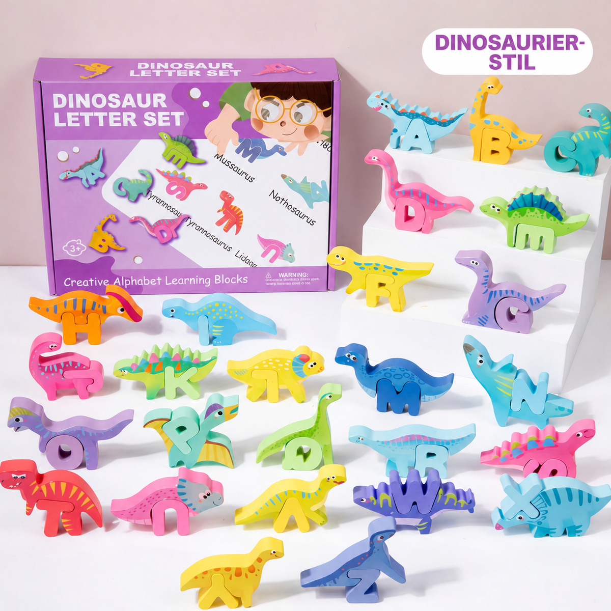 52-teiliges Montessori-3D-Alphabet-Bausteinset