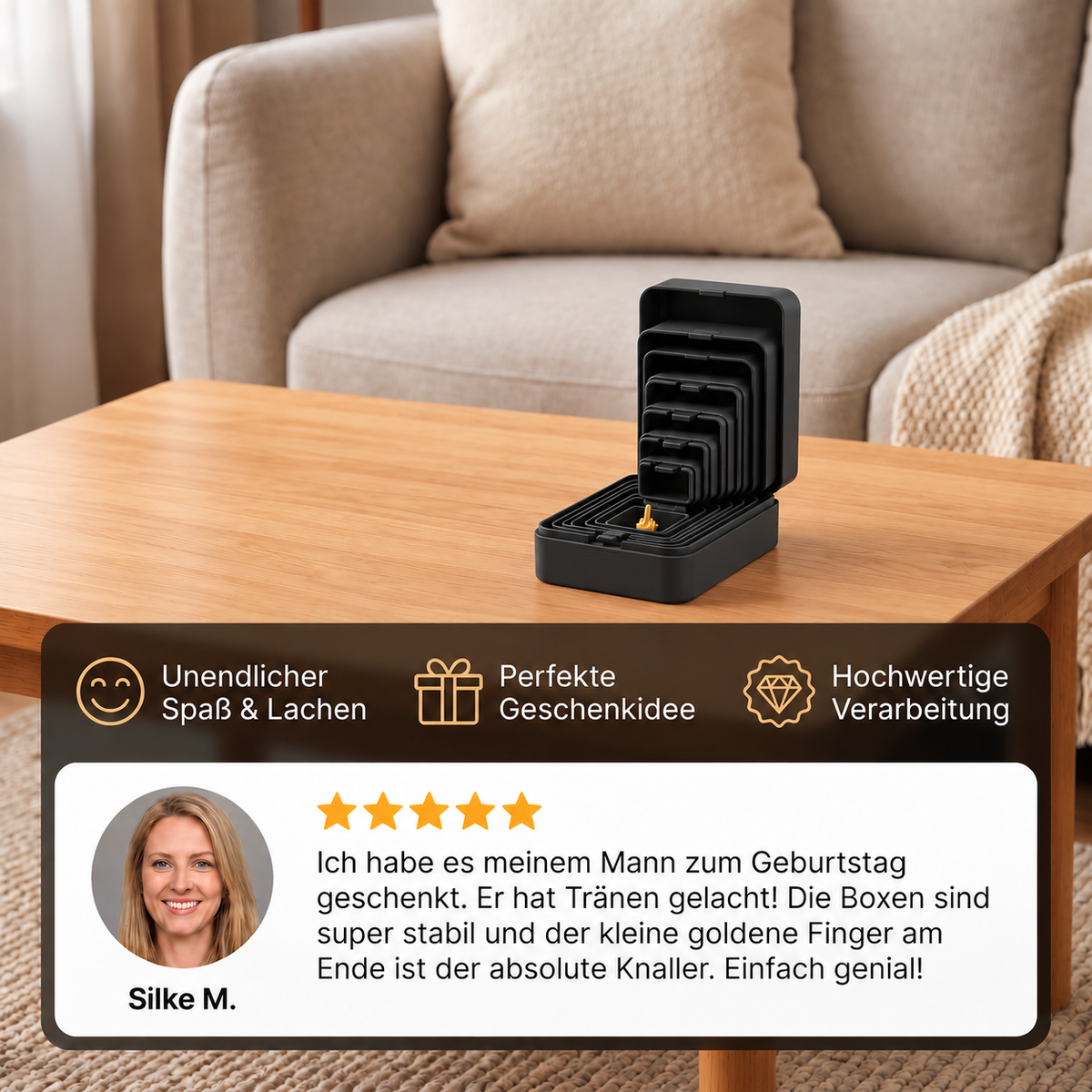 Lustige Überraschungs-Geschenkbox mit mehreren Schachteln