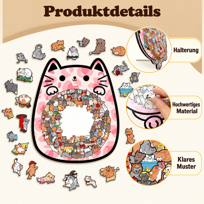 135-teiliges Holz-Puzzle mit katzenförmigen Puzzleteilen