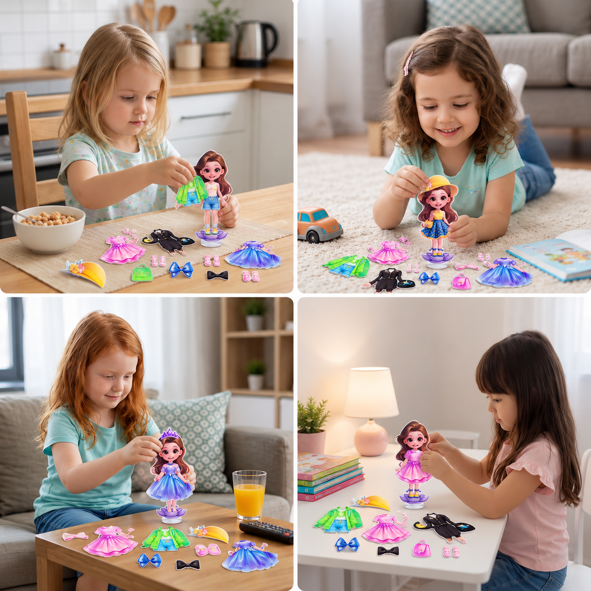 Magnetisches Ankleidepuppen-Set mit austauschbaren Outfits