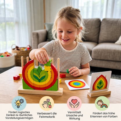 Montessori Holz-Regenbogen Stapel- & Zuordnungspuzzle
