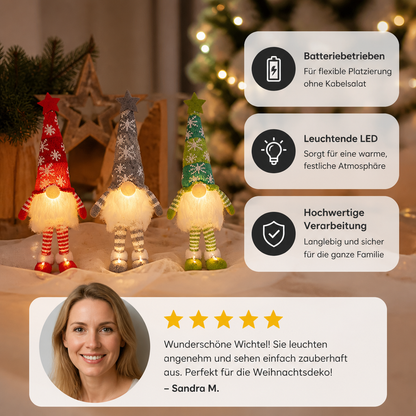 Leuchtende LED-Weihnachtswichtel-Dekorationen