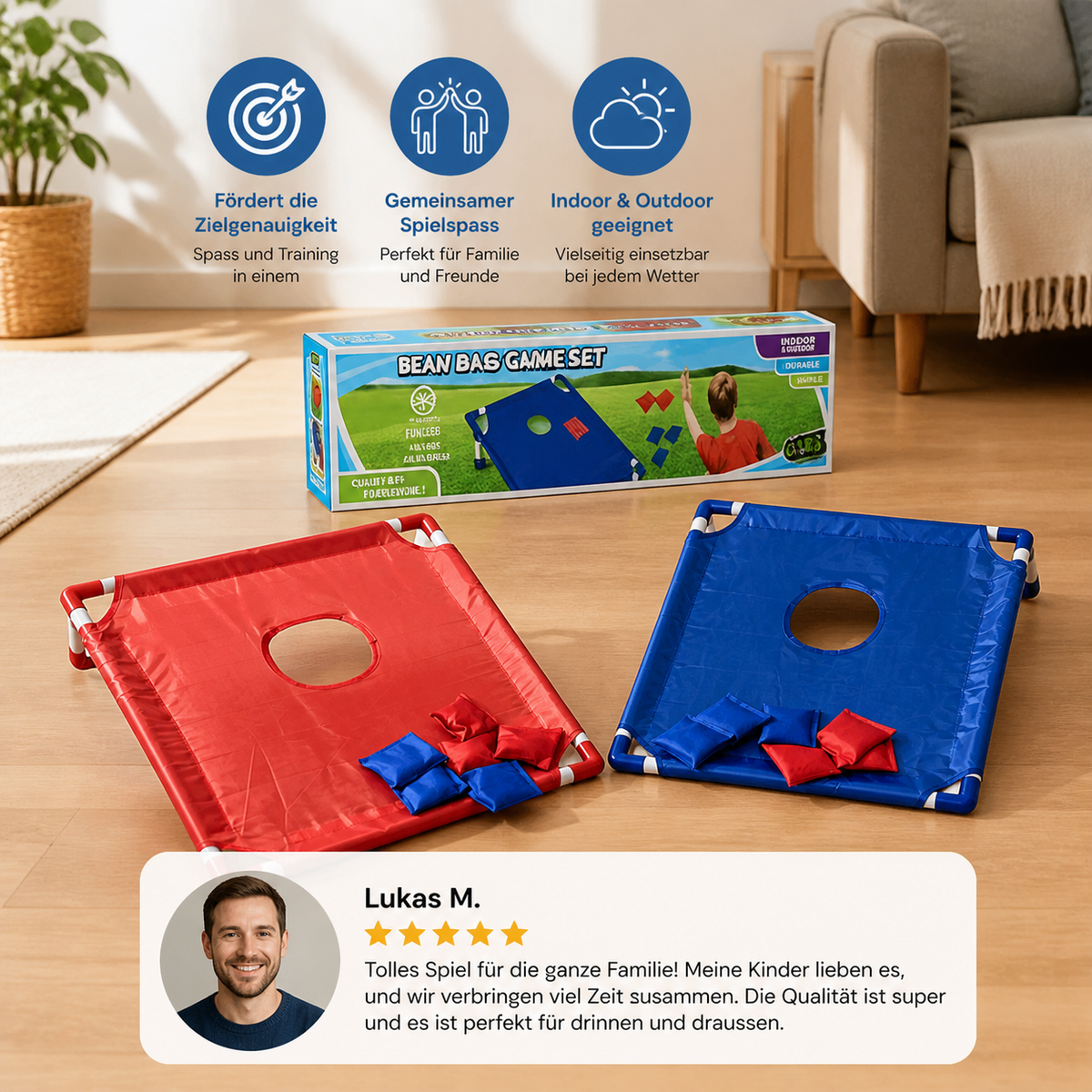 Zweifarbiges Bean-Bag-Wurfspiel für drinnen & draußen
