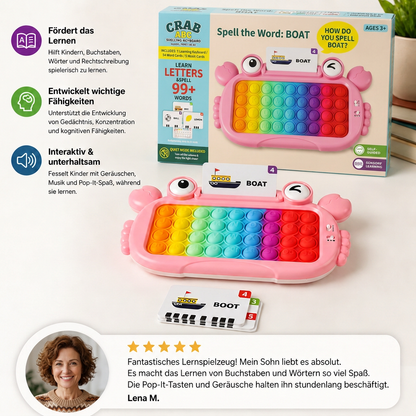 Interaktives sprechendes Lernkarten-Tablet mit Pop-It-Tastatur, Buchstabier- & Phonetikspielen