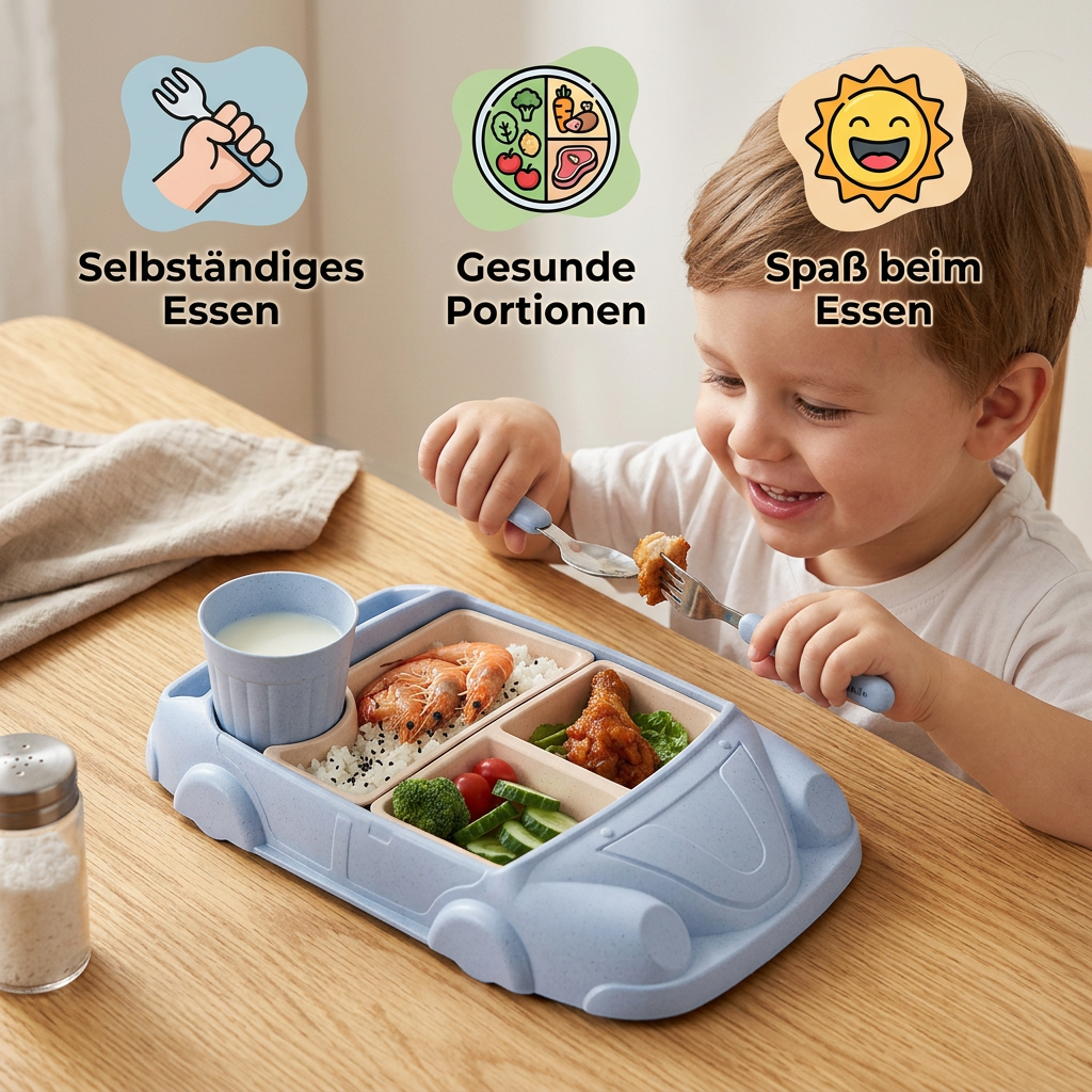 Kinder-Geschirrset im Auto-Design