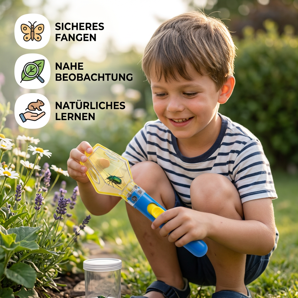 Insektenfanger für Kinder mit 6-facher Lupe – Hilfsmittel zur Insektenbeobachtung für Entdeckungen im Freien