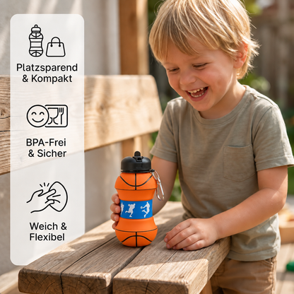 Faltbare und strapazierfähige Fußball-Trinkflasche aus Silikon
