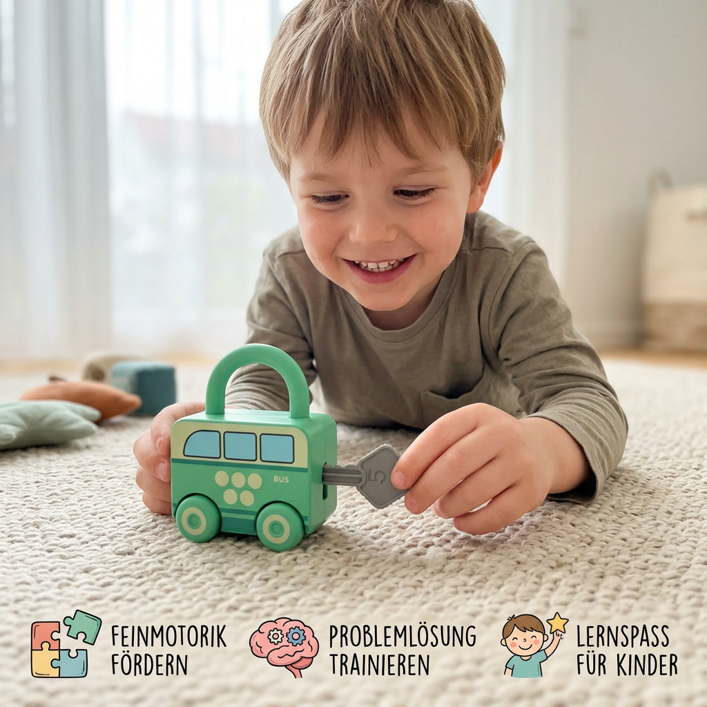Montessori-Schlüssel-Schloss-Spiel – Lernspielzeug mit Mustern und Farben