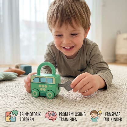 Montessori-Schlüssel-Schloss-Spiel – Lernspielzeug mit Mustern und Farben